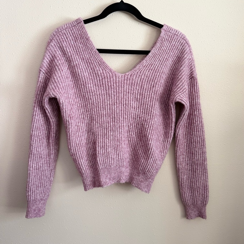 Angel of the North Pink Twist Front Sweater XS Wool Blend